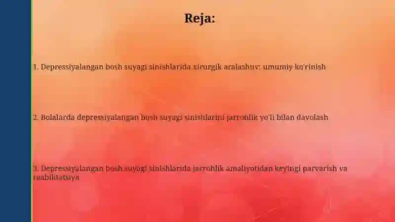 Bolalarda bosh suyagi botib sinishlarida bajariladigan operasiyalar 2