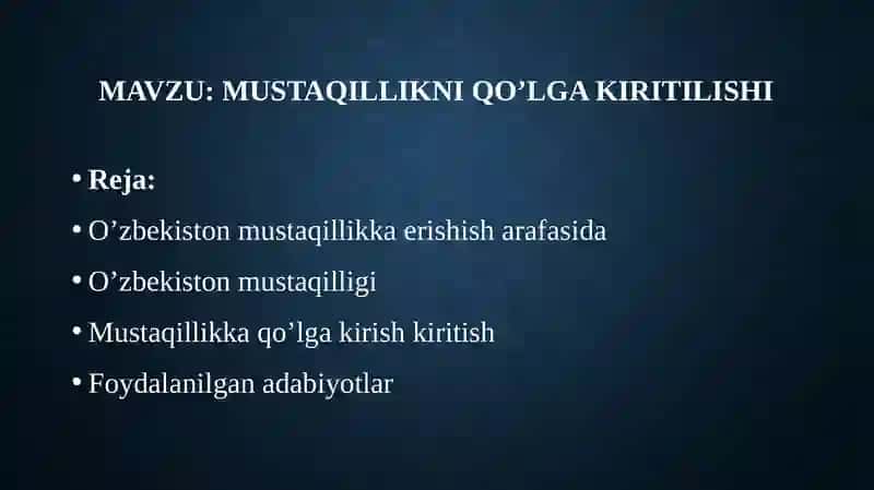 O'zbekiston Mustaqilligi 2