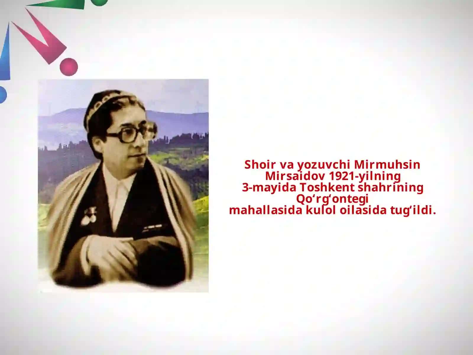 7-sinf Adabiyot fanidan Mirmuhsin hayoti va ijodi dars taqdimoti 2