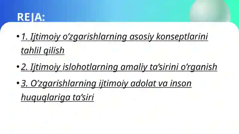 O’ZBEKISTONDA IJTIMOIY SOHADA AMALGA OSHIRILAYOTGAN O’ZGARISHLAR MAZMUN VA MOHIYATI 2