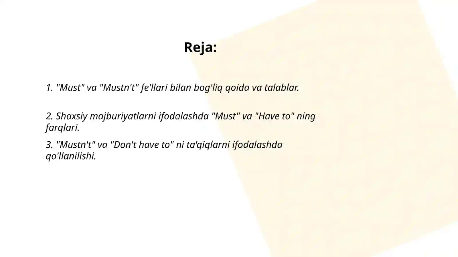 "Must" va "Mustn't" fe'llari 2