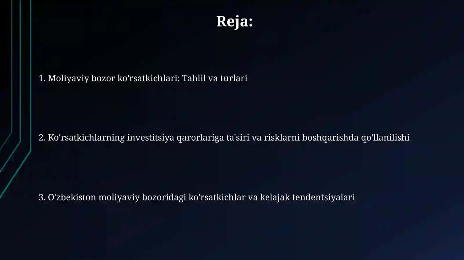 Moliya bozori indikatorlarini baholash 2