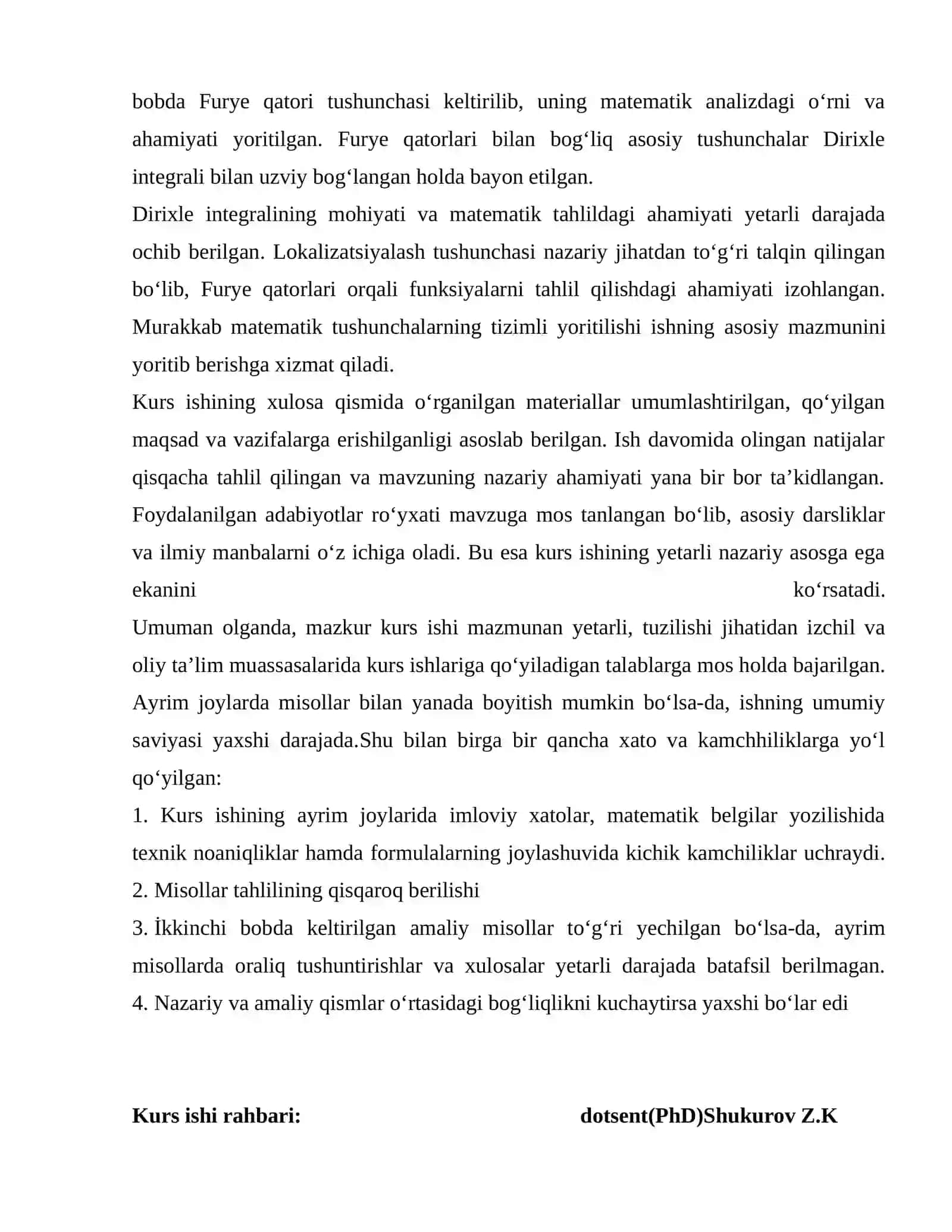 Dirixle integrali. Lokalizatsiyalash prinsipi 2