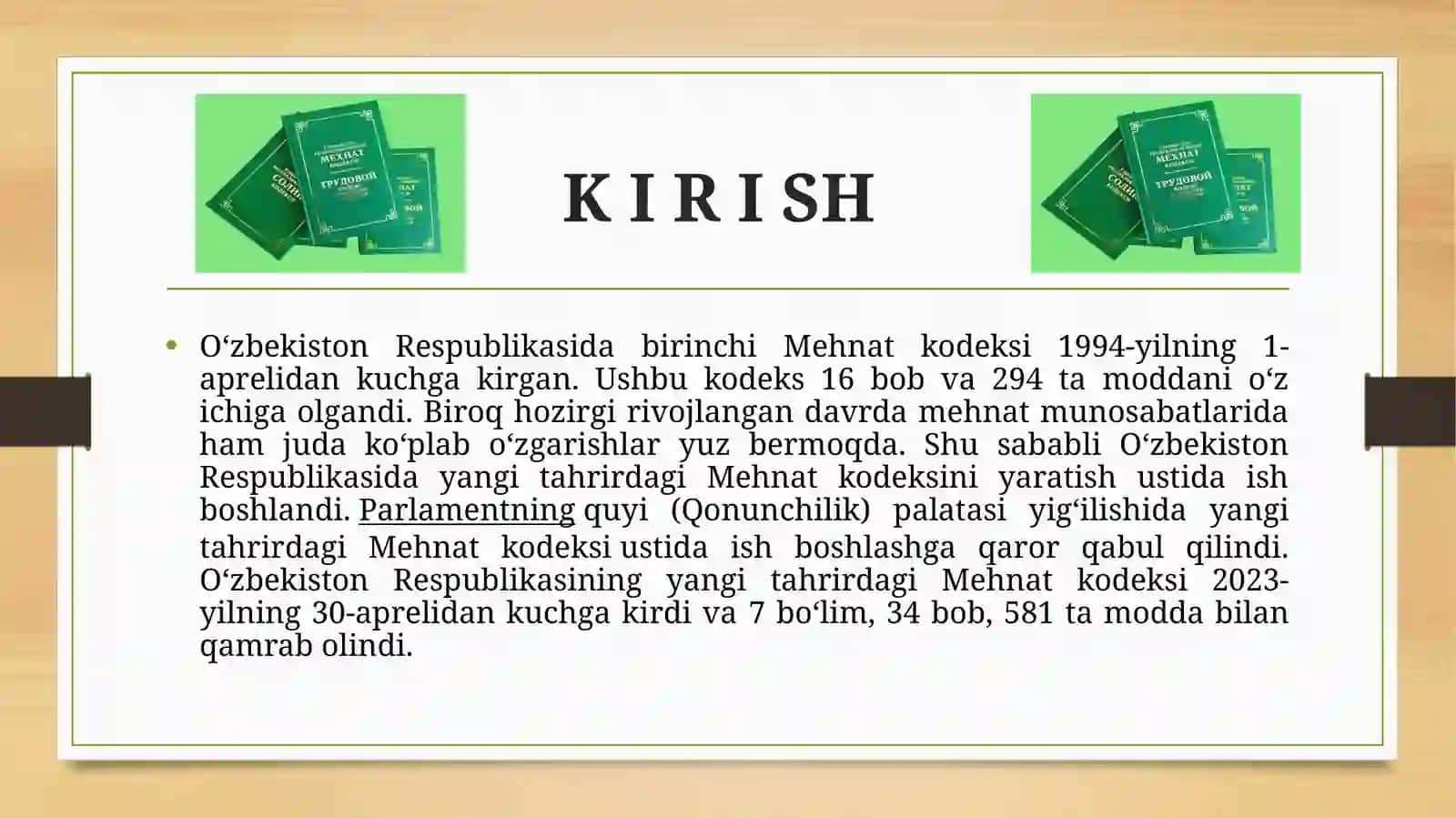 Mehmat huzuklarida mehnat huquqi fanidan amaliy ish 2