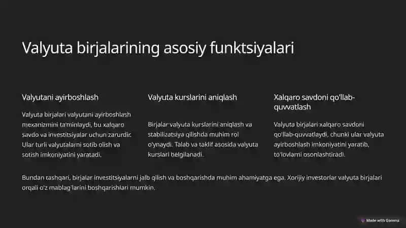 Valyuta birjalari faoliyati 2
