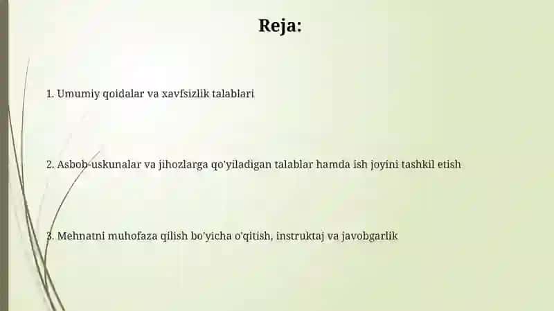 O'quv ishlab chiqarish ustaxonalarida mehnat muhofazasi qoidalari 2