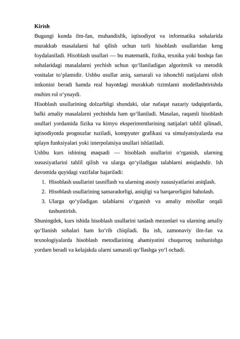 HISOBLASH USULLARI VA ULARGA QOYILADIGON TALABLAR 2