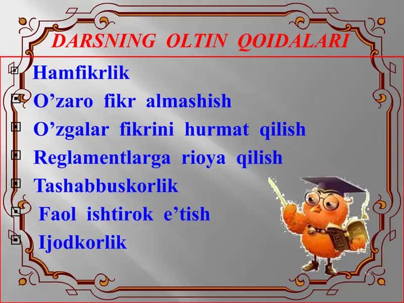 DARSNING OLTIN QOIDALARI 2