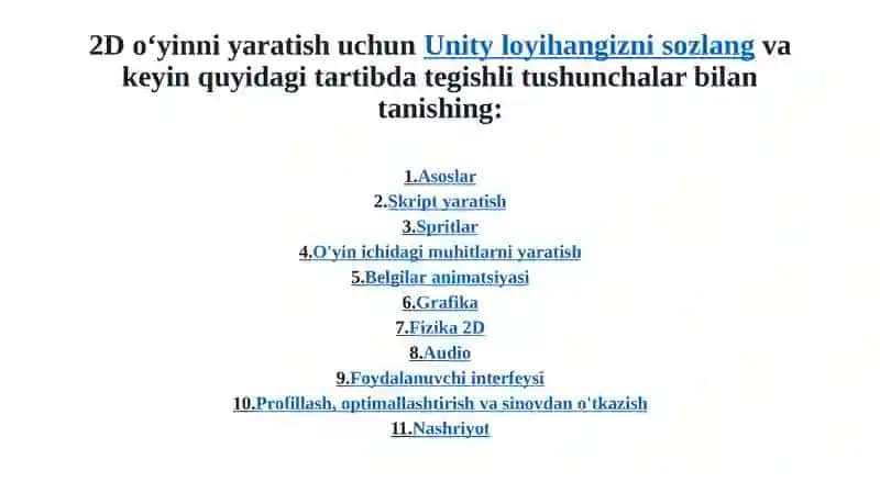 2D o'yin yaratish 2