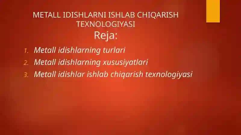 Metall Idishlarni Ishlab Chiqarish Texnologiyasi 2