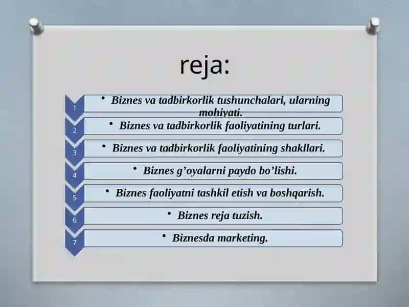 Biznes asoslari fanining mohiyati, iqtisodiyotdagi ahamiyati, biznes va tadbirkorlikning turlari va shakllari 2