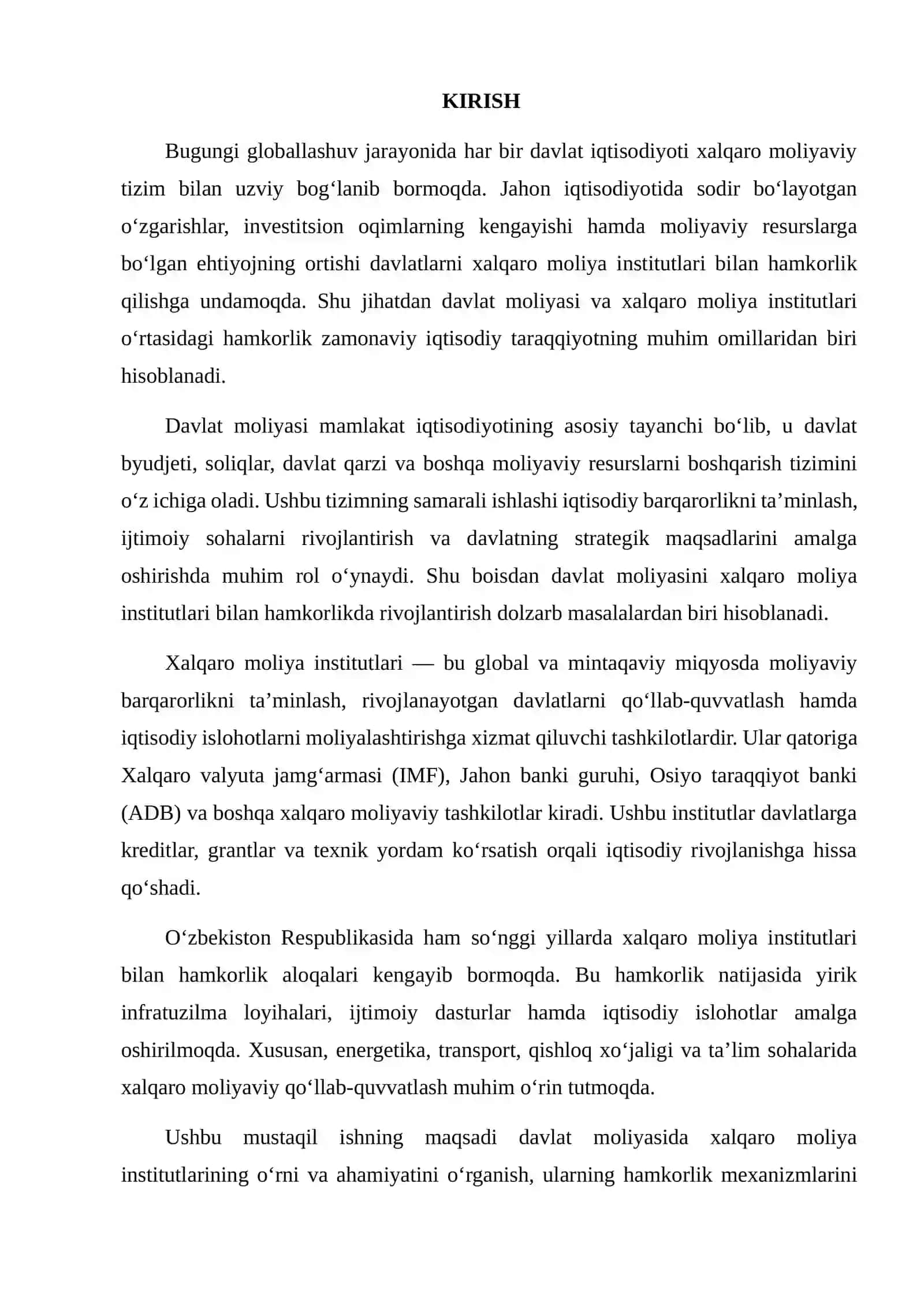 Xalqaro moliya institutlarining iqtisodiyotdagi o'rniga doir adabiyotlar 2