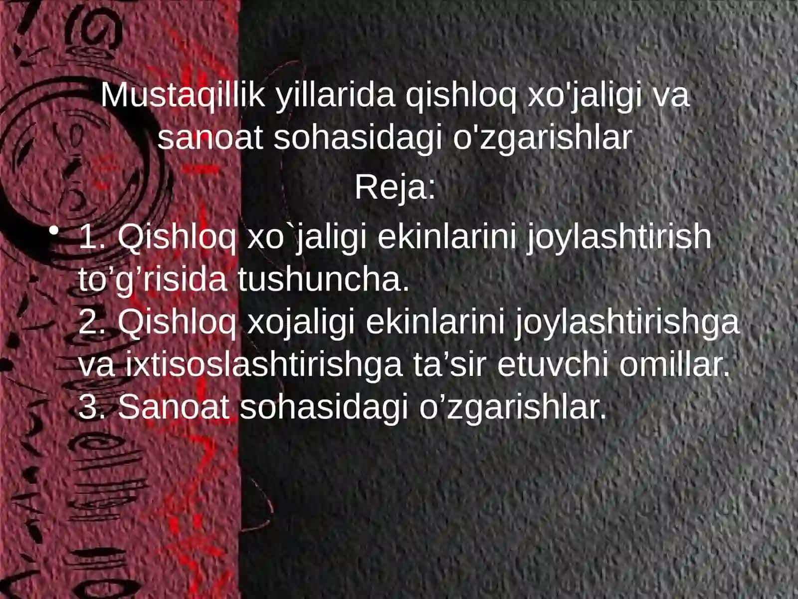 Mustaqillikyillarida qishloq xo'jaligi va sanoat sohasidagi o'zgarishlar 2