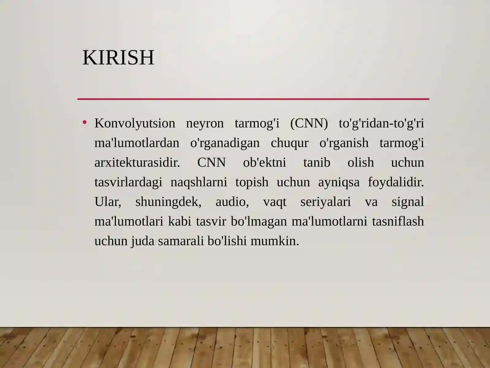 CNN arxitekturasi va ishlash strukturasi 2