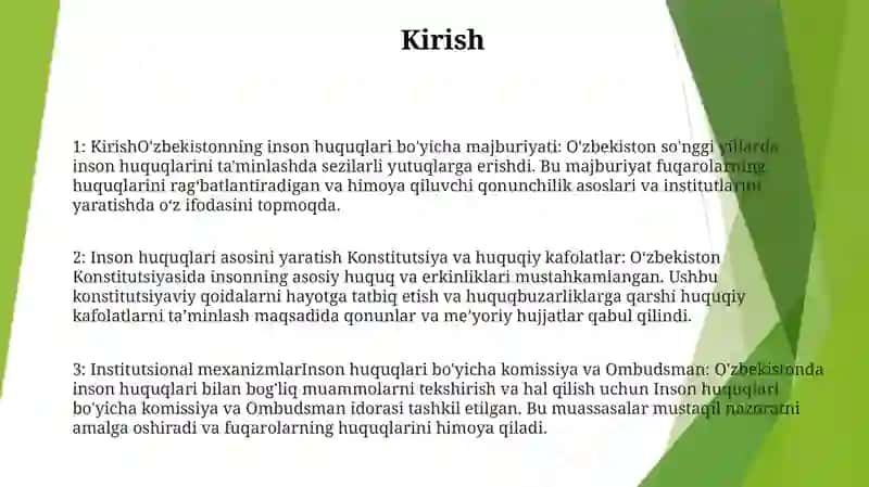 Oʻzbekistonda Inson Huquqlari Va Erkinliklari Kafolatini Yaratilishi 2