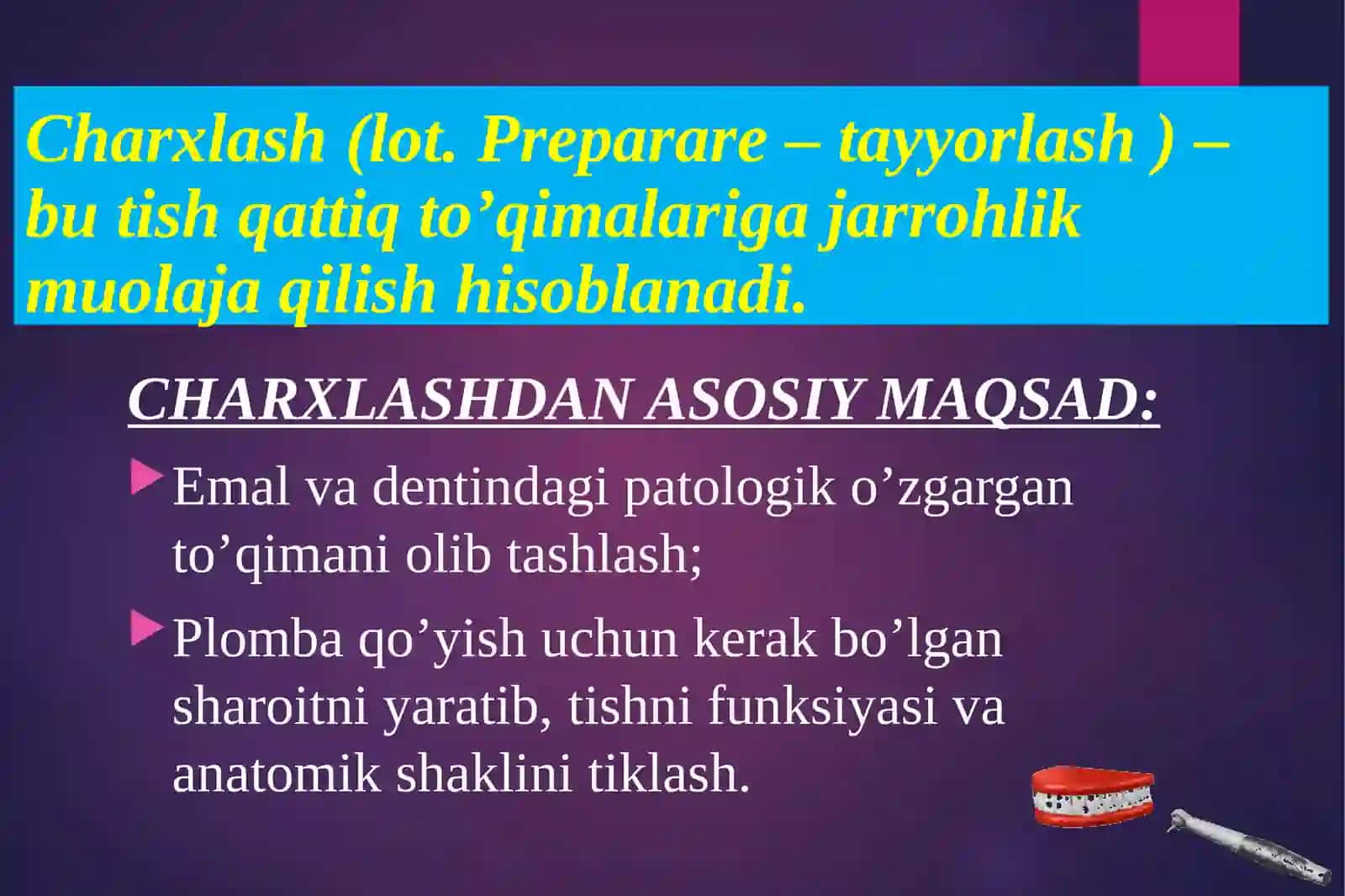 TISH QATTIQ TO’QIMASINI CHARXLASH ASOSLARI 2