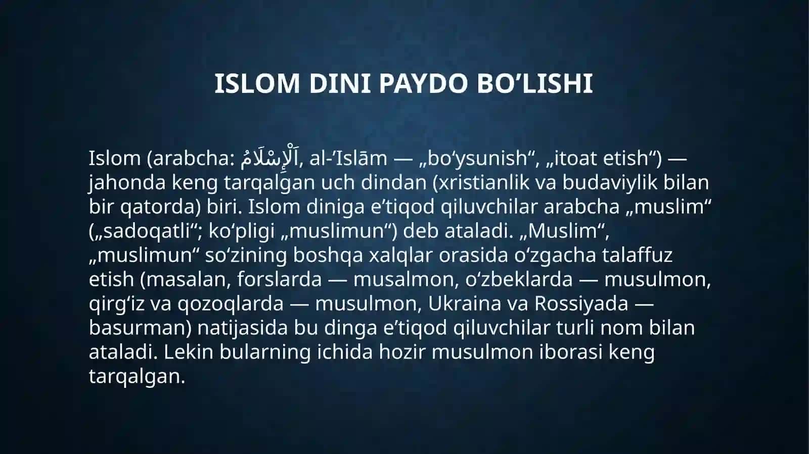 Islom dinining paydobo'lgan ijtimoiy-iqtisodiy shart-sharoitlar. Muhammad payg'ambar hayotlari 2