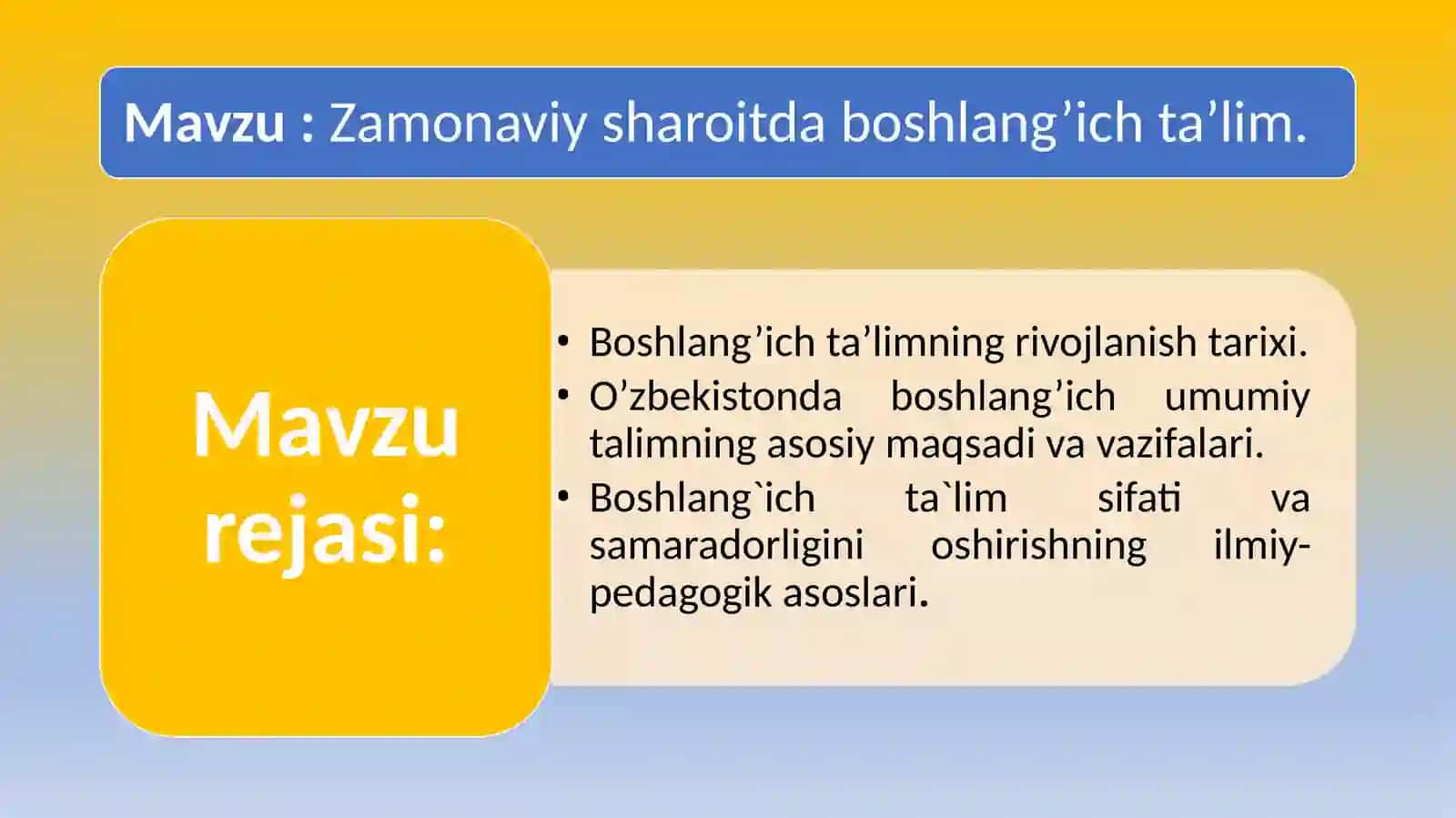 Zamonaviy sharoitda boshlang’ich ta’lim 2