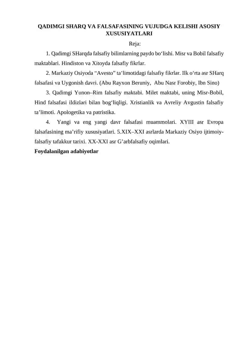 Qadimgi sharqda falsafiy bilimlarning paydo bo’lishi 2