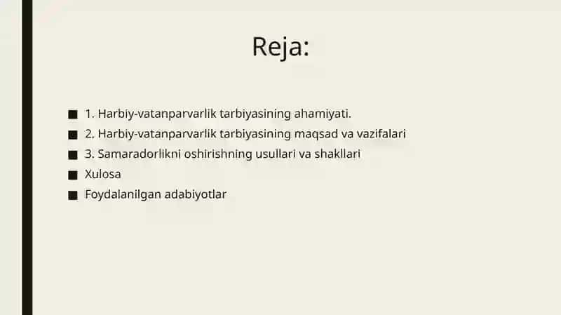 Harbiy-vatanparvarlik tarbiyasidagi samaradorlikka erishish 2