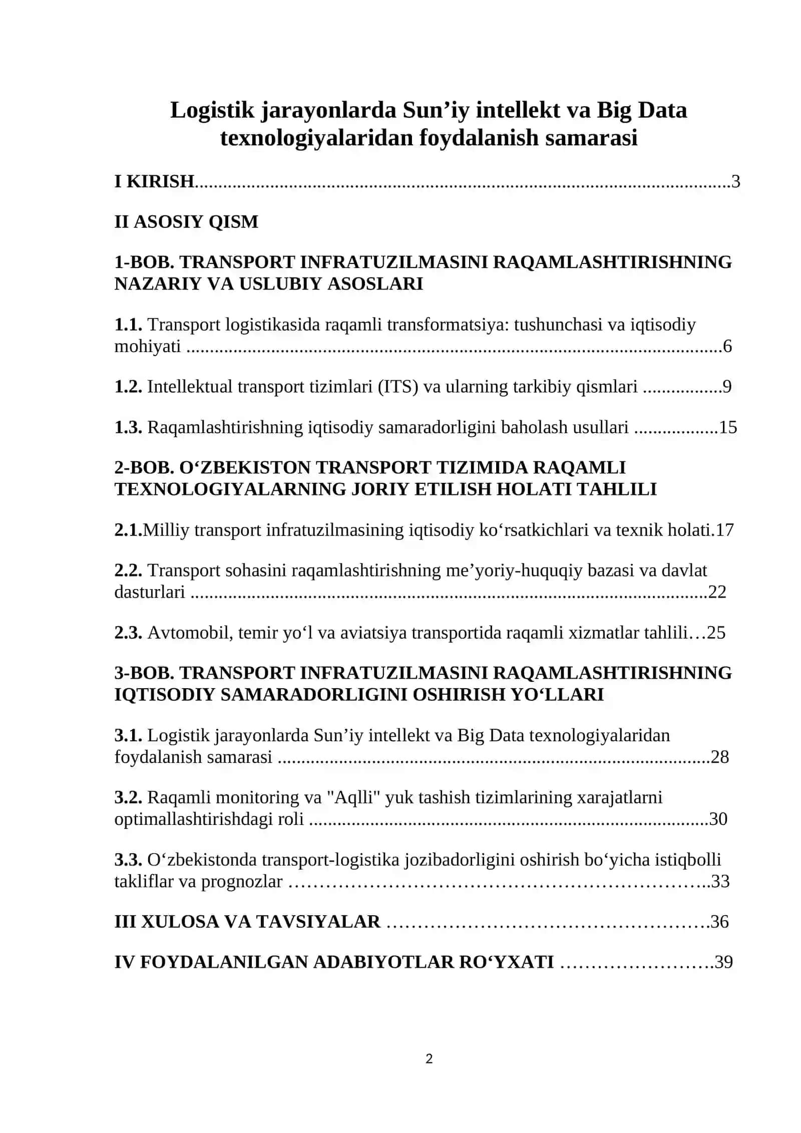 Logistik jarayonlarda Sun’iy intellekt va Big Data texnologiyalaridan foydalanish samarasi 2