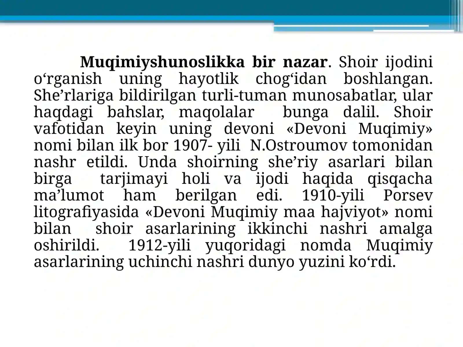 Muqimiyning adabiy merosi 2