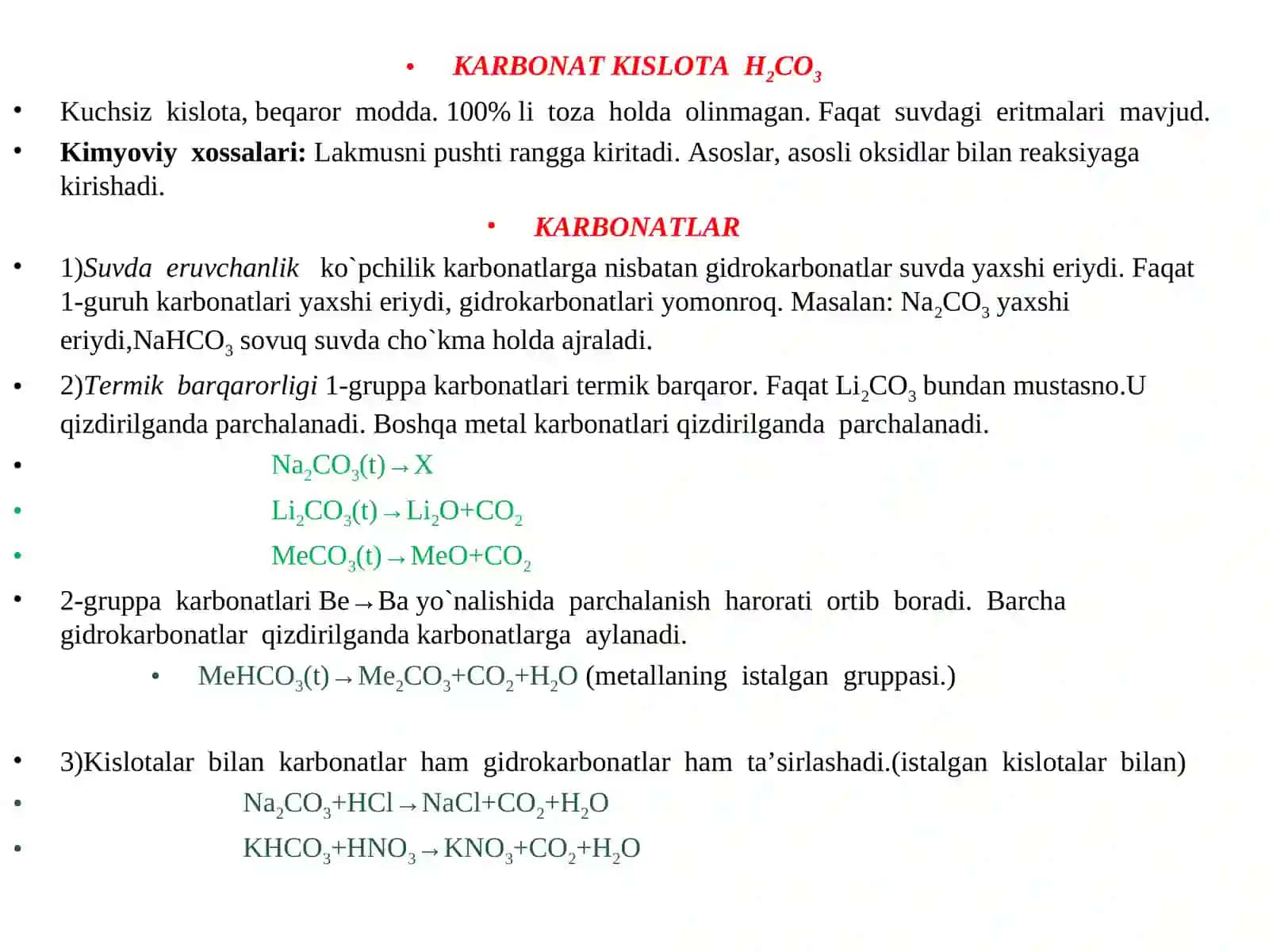Karbonat kislota va uning tuzlari 2