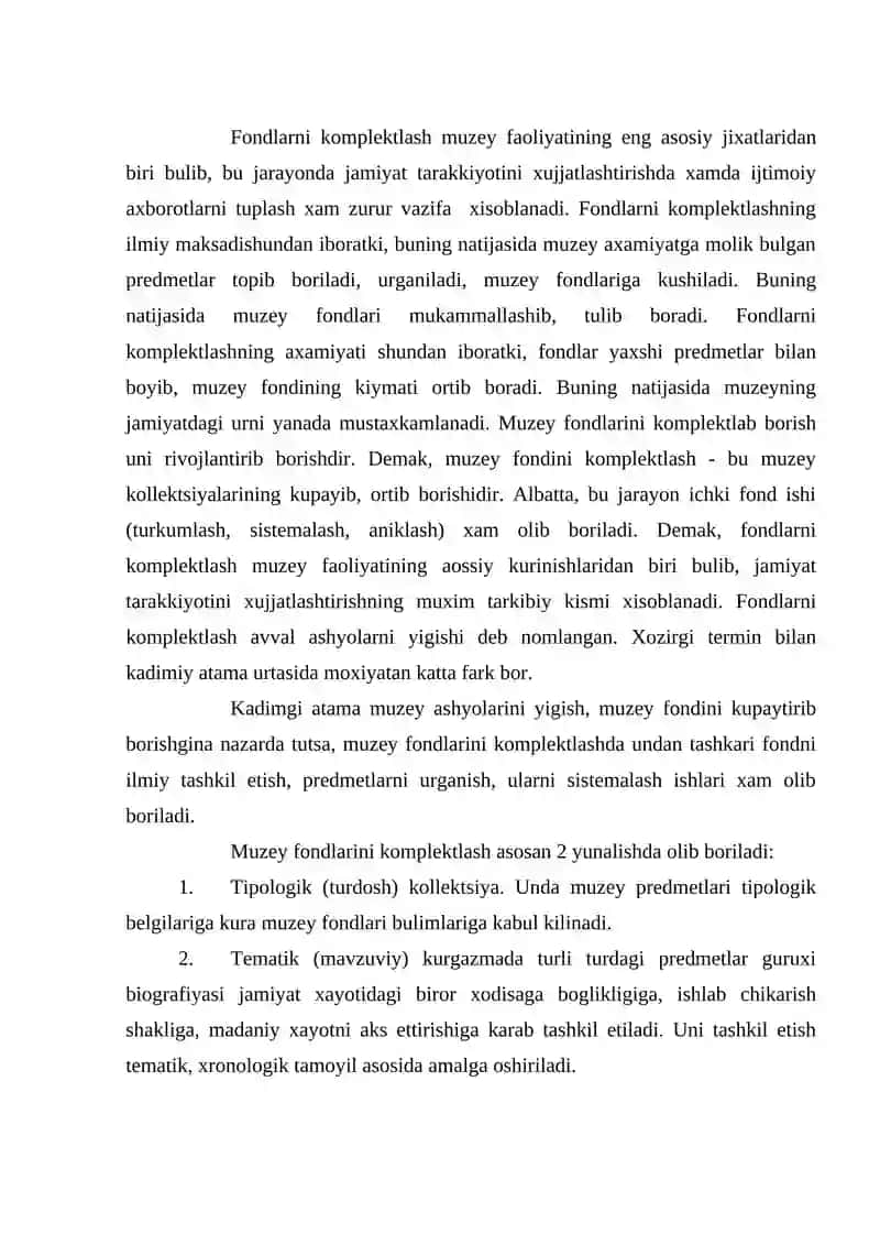 Fondlarni komplektlashning ilmiy maksadi va axamiyati 2