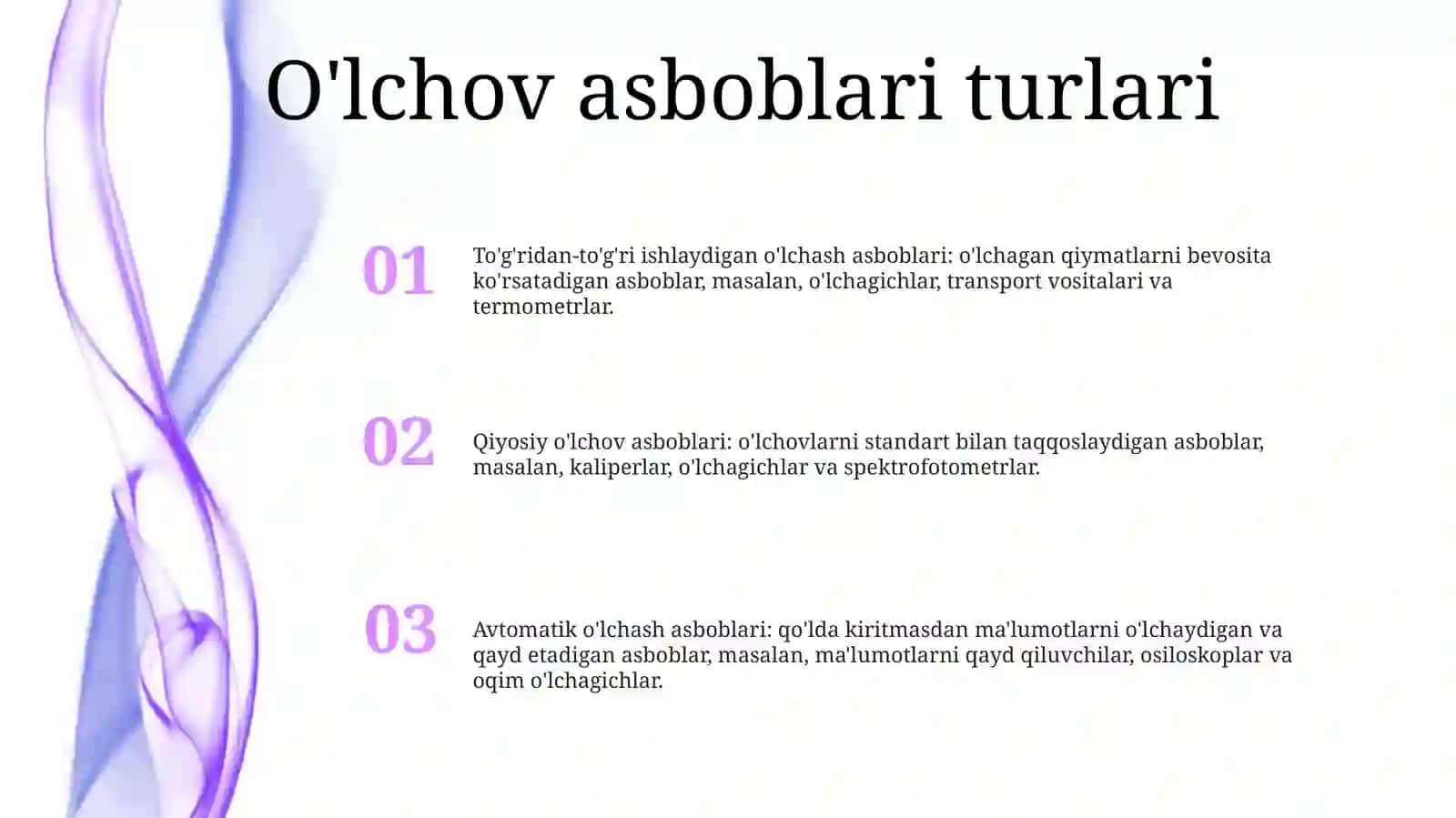 Nazorat O'Lchov Asboblarining Sinflanishi 2