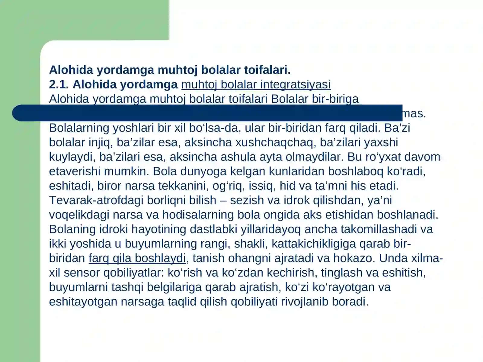 Alohida yordamga muhtoj bolani samarali inlyuzatsiyasi uchun ichki sharotlar 2