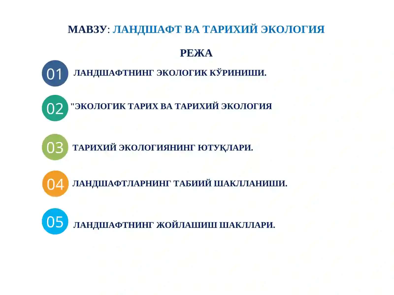 ЛАНДШАФТ ВА ТАРИХИЙ ЭКОЛОГИЯ 2