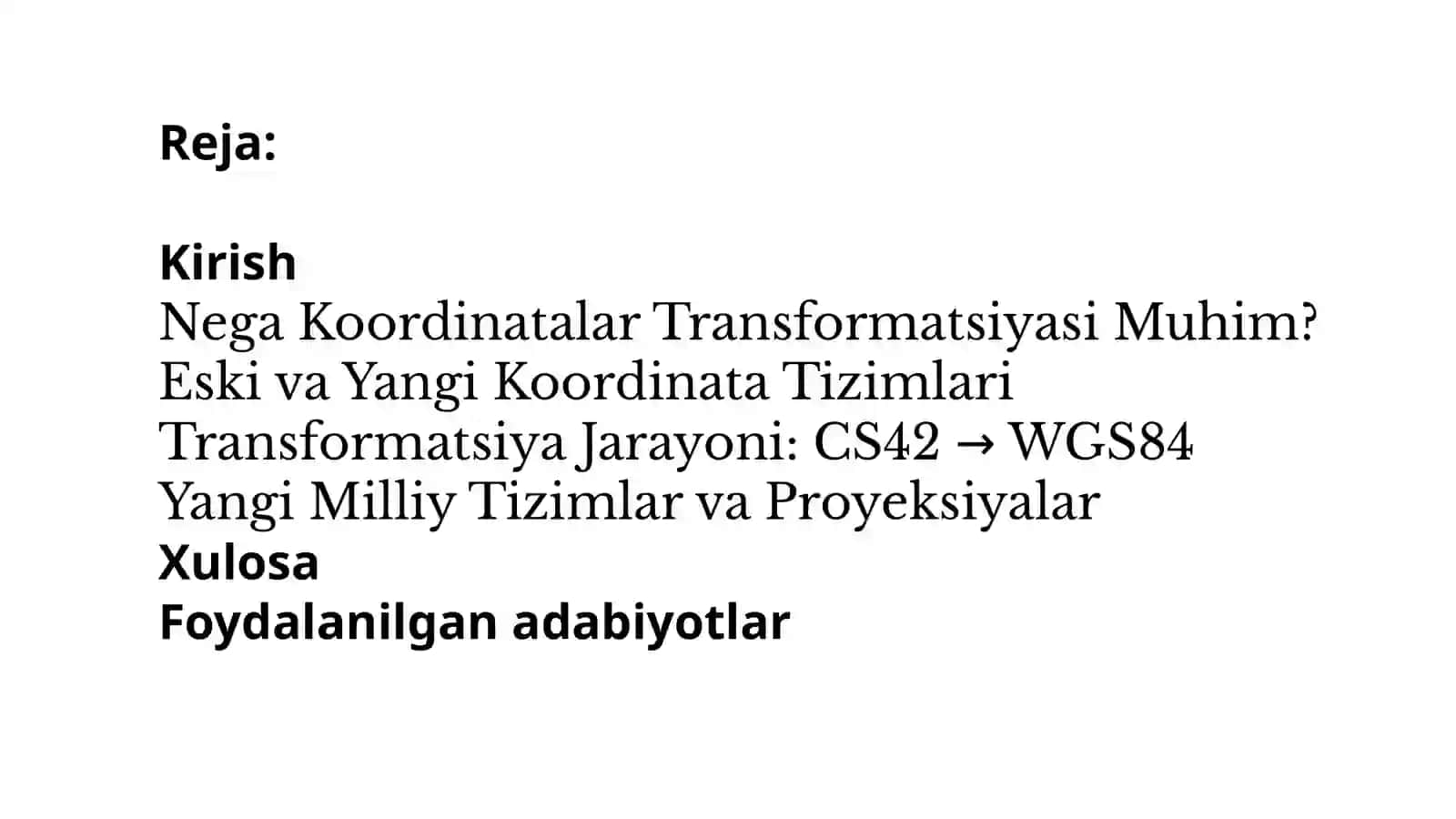 Koordinatalar Transformatsiyasi 2