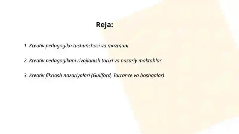 Kreativ pedagogika fanining nazariy asoslari 2