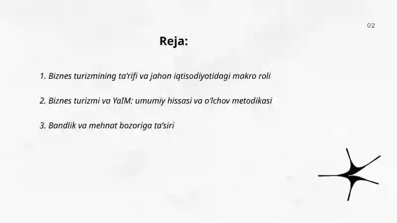 Biznes turizmining jahon iqtisodiyotidagi oʻrni 2