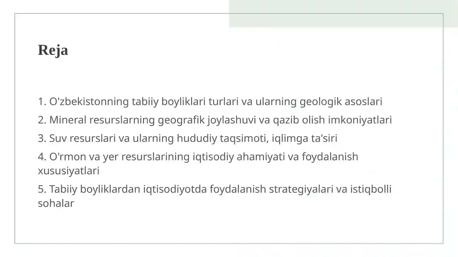 O'zbekiston tabiiy boyliklari 2