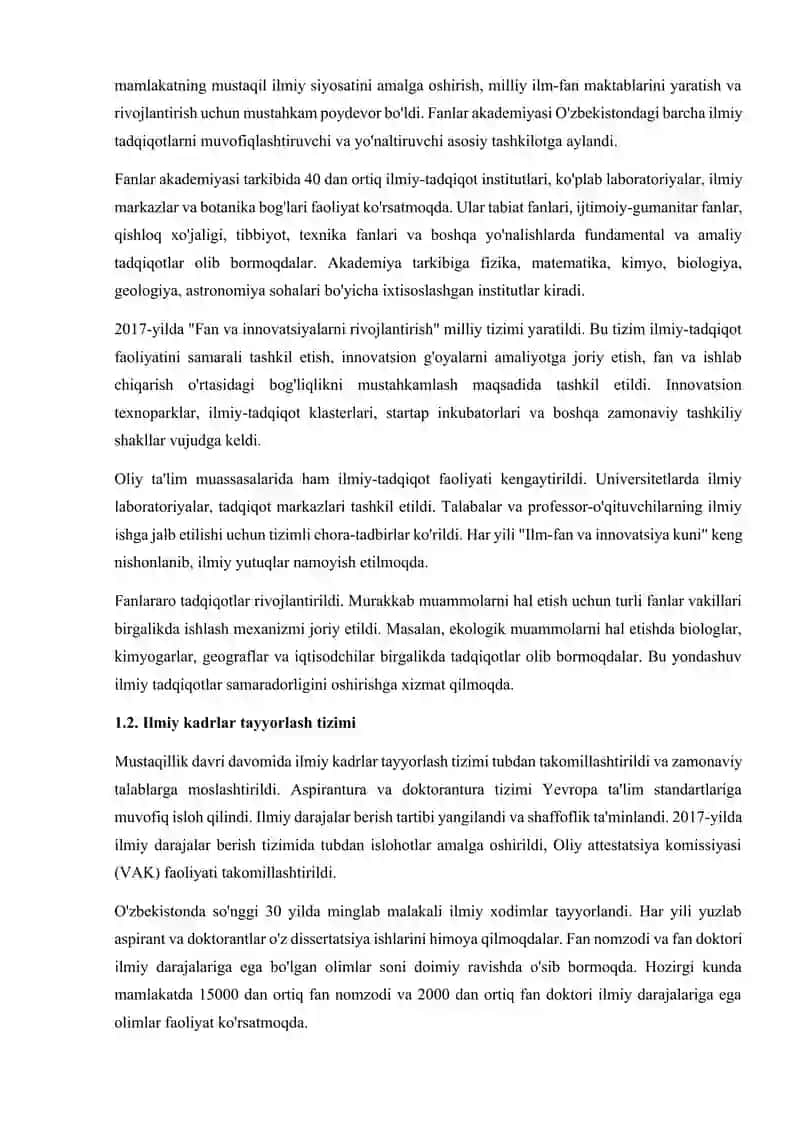 O'zbekiston Respublikasining mustaqilligining rivojlanishi 2