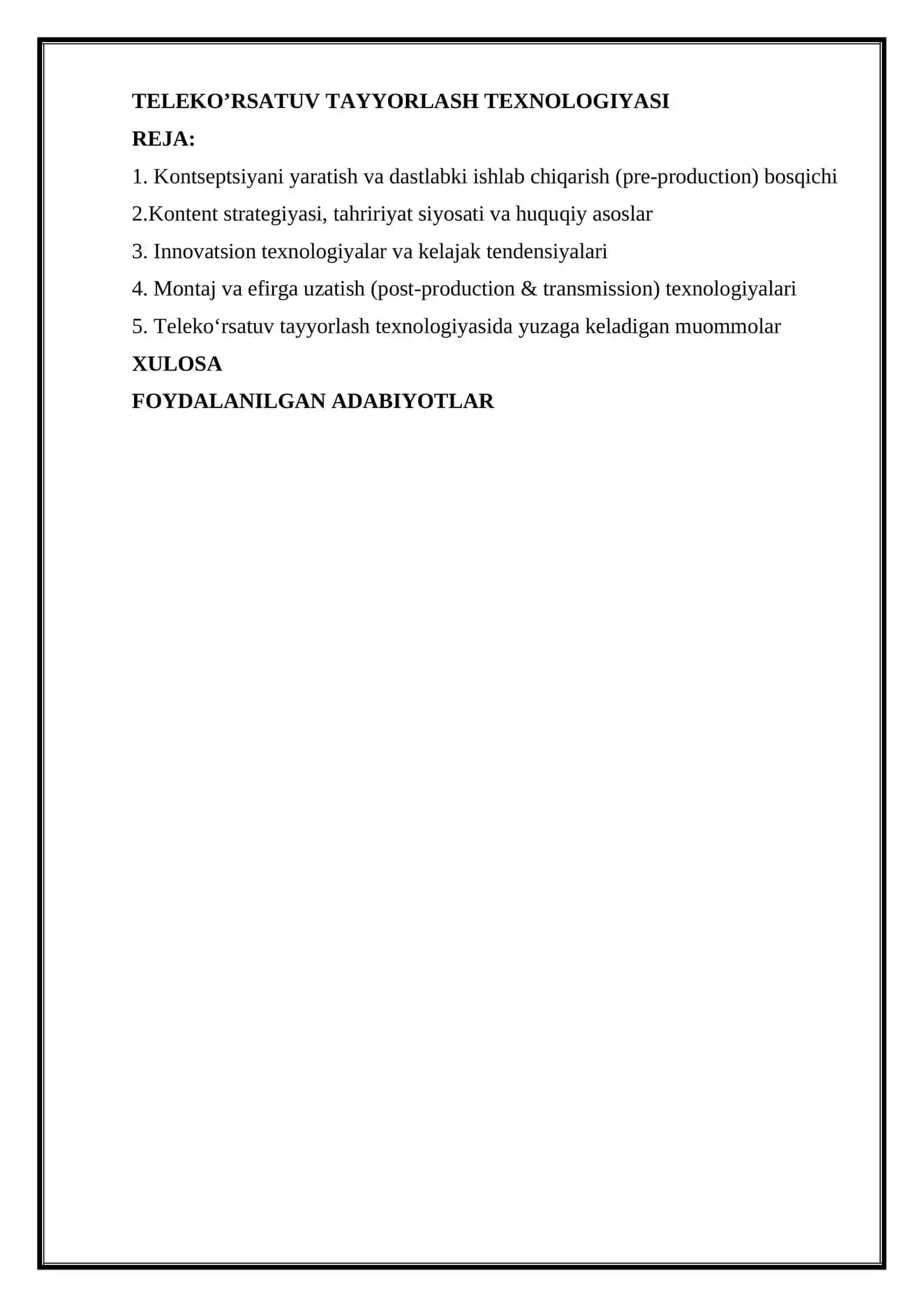 TELEKO’RSATUV TAYYORLASH TEXNOLOGIYASI 2