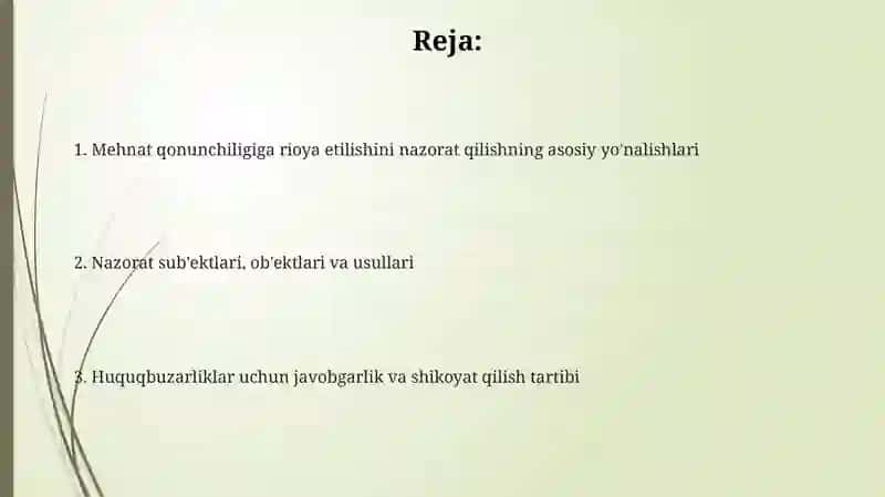 Mehnat Qonunlariga rioya etishni nazorat qilish 2
