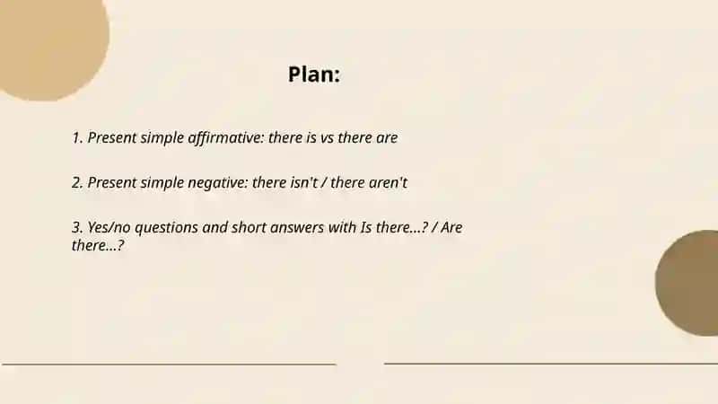 Present Simple Affirmative: There is vs. There are 2