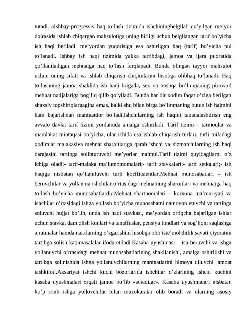 MEHNAT MUNOSABATLARINING IQTISODIY MAZMUNI VA KASABA UYUSHMALARINING ROLI 2