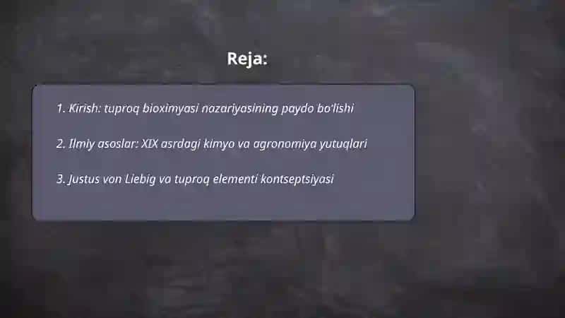 Tuproq bioximyasining rivojlanish tarixi slayd qilb ber 2