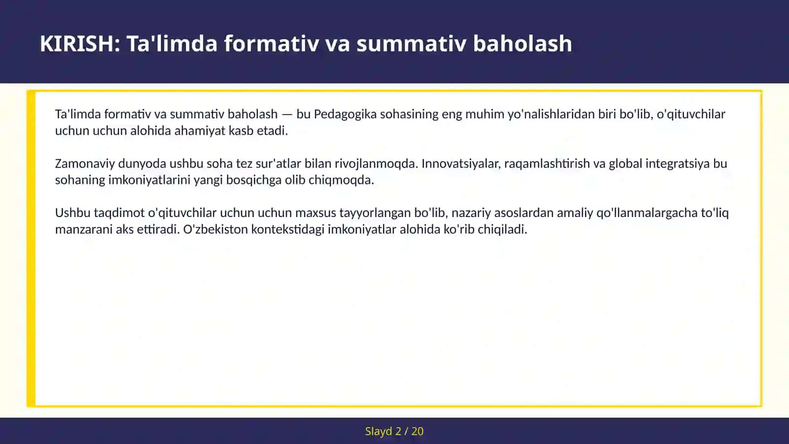 Ta'limda formativ va summativ baholash 2
