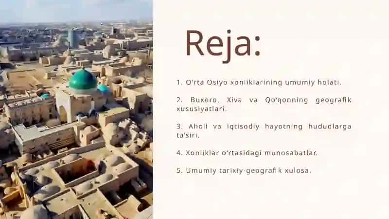 O'rta Osiyo xonliklari tarixiy geografiyasi 2