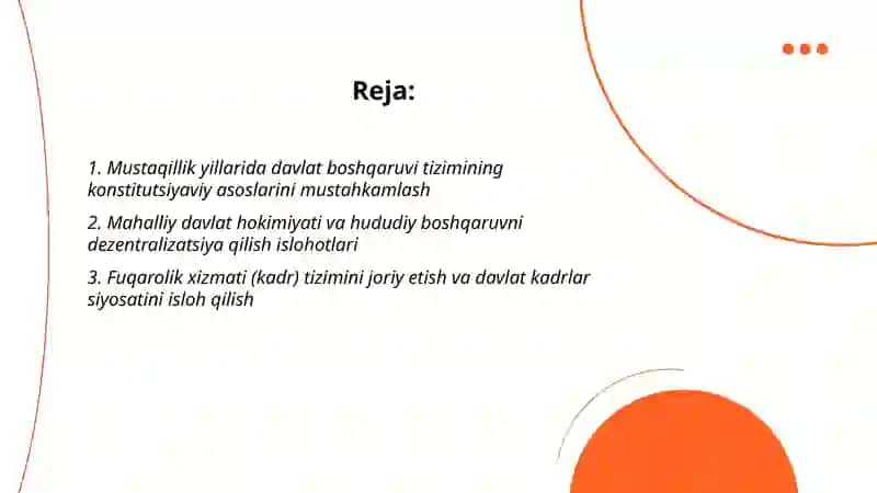 Mustaqilik yillarida davlat boshqaruvi tizimda amalga oshorilgan islohatlar Jumayeva Durdana 2