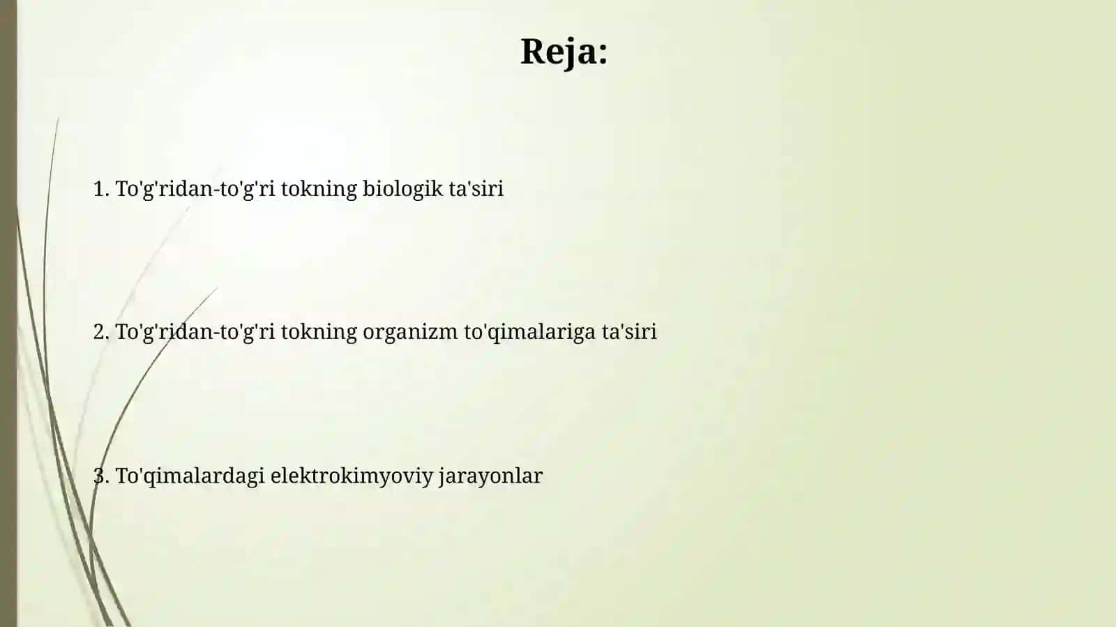 Organizm toʻqimalariga oʻzgarmas tokning birlamchi taʼsiri 2