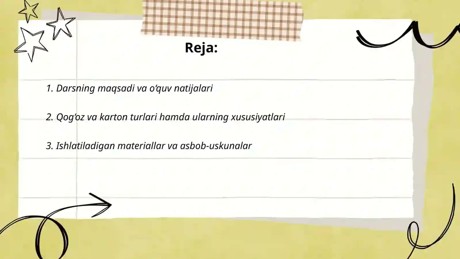 Qogoz va karton bilan ishlash darslarining mazmuni 2