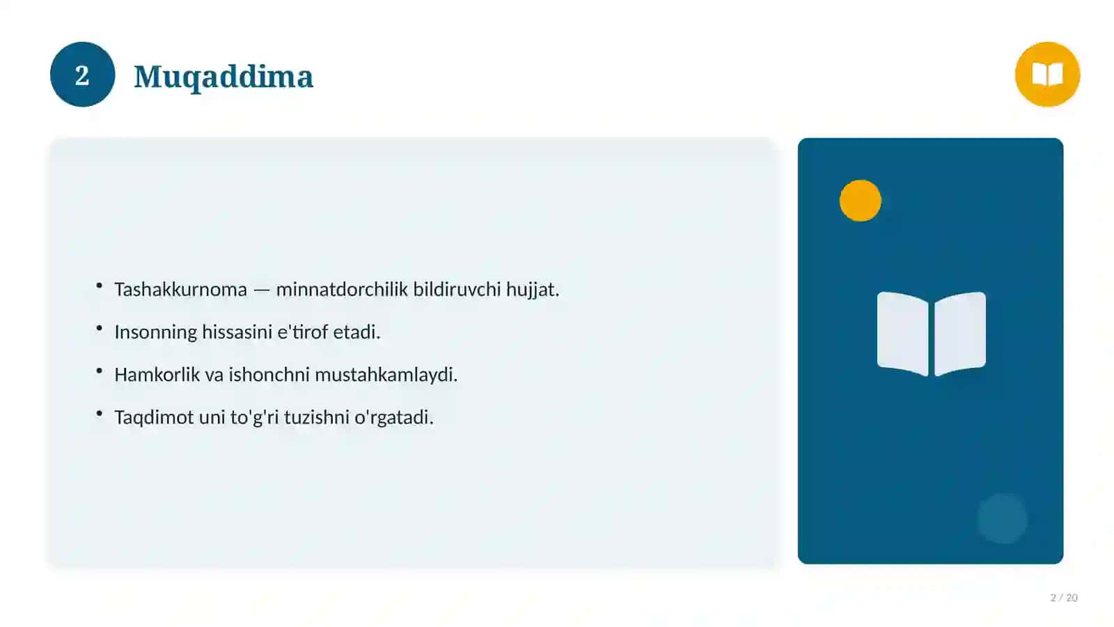 Jamoaga (sinfga) tashakkurnoma 2