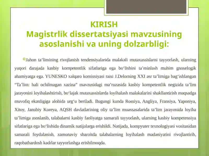 TALABALARNING LOYIHALASH MADANIYATINI KOMPYUTER TEXNOLOGIYALARI VOSITASIDA RIVOJLANTIRISH 2