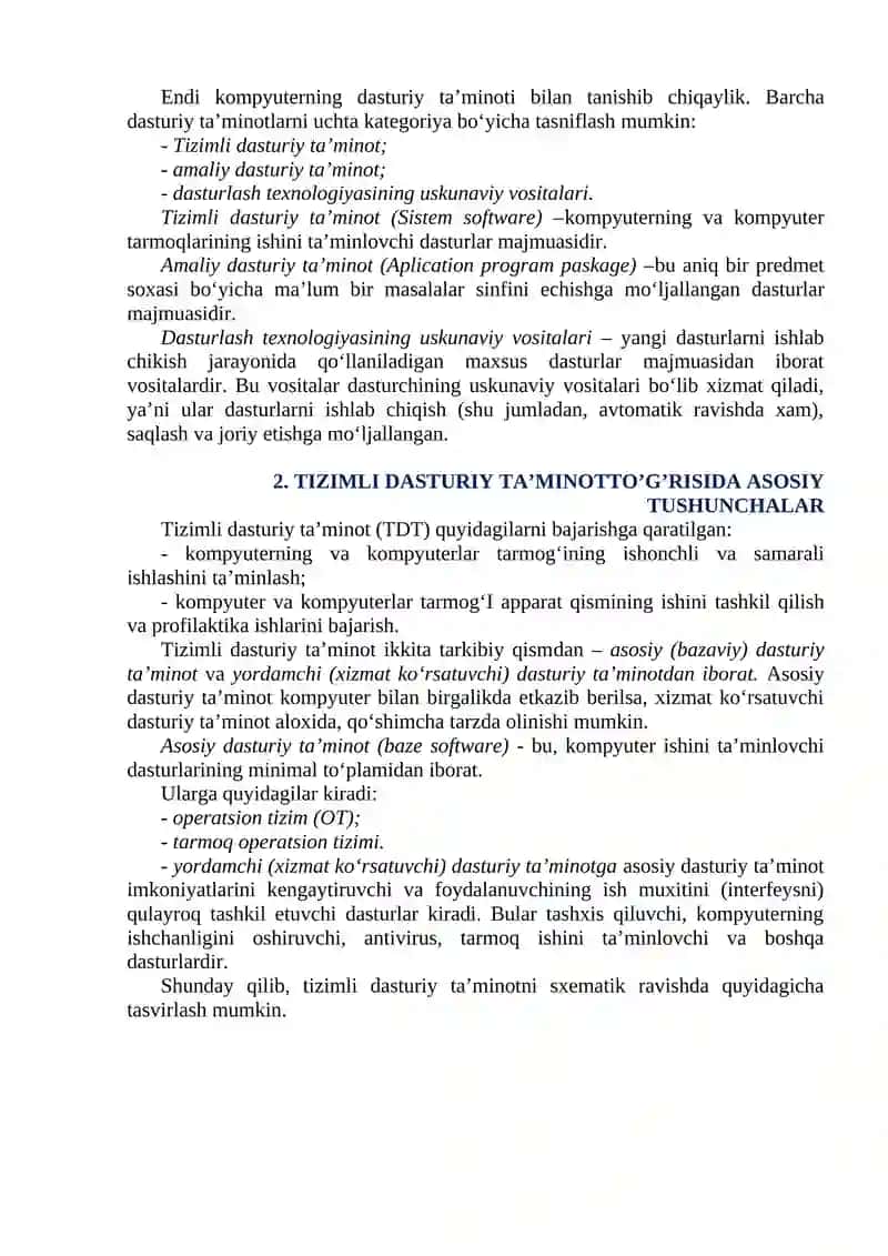 MA’RUZA. TIZIMLI DASTURLAR, DOLZARB OPERATSION TIZIMLAR VA QOBIQ DASTURLAR. OPERATSION TIZIMLAR VA SERVIS TIZIMLARI TO'GRISIDA TUSHUNCHALAR 2