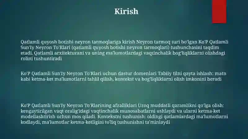 Ko'P Qatlamli Sun'Iy Neyron To'Rlari 2